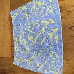 Lilly & Van women's 2x lime and blue mini faux wrap skirt